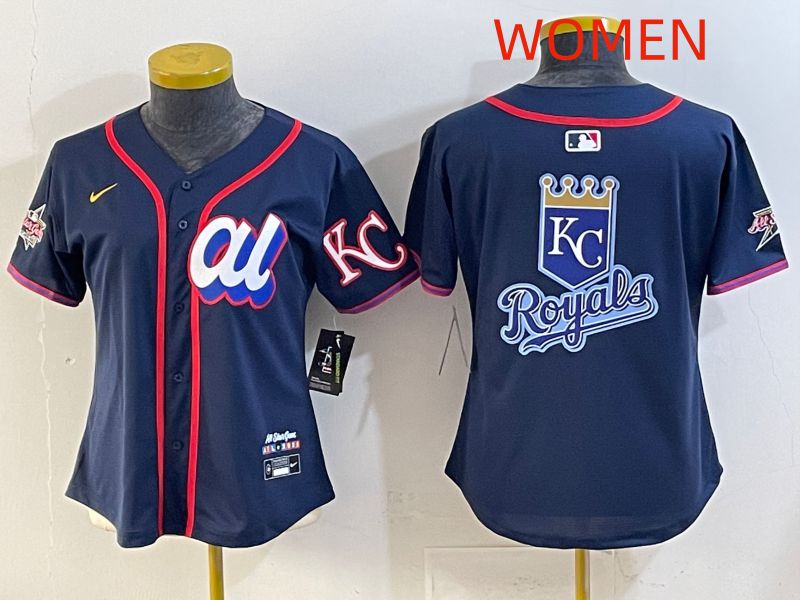 Women 2025 Kansas City Royals Blank Drak Blue All star Nike MLB Jersey style 02->women mlb jersey->Women Jersey